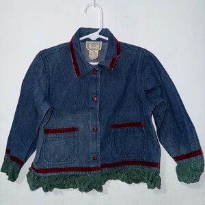Chic Kids Denim Jacket with Red and Green Details